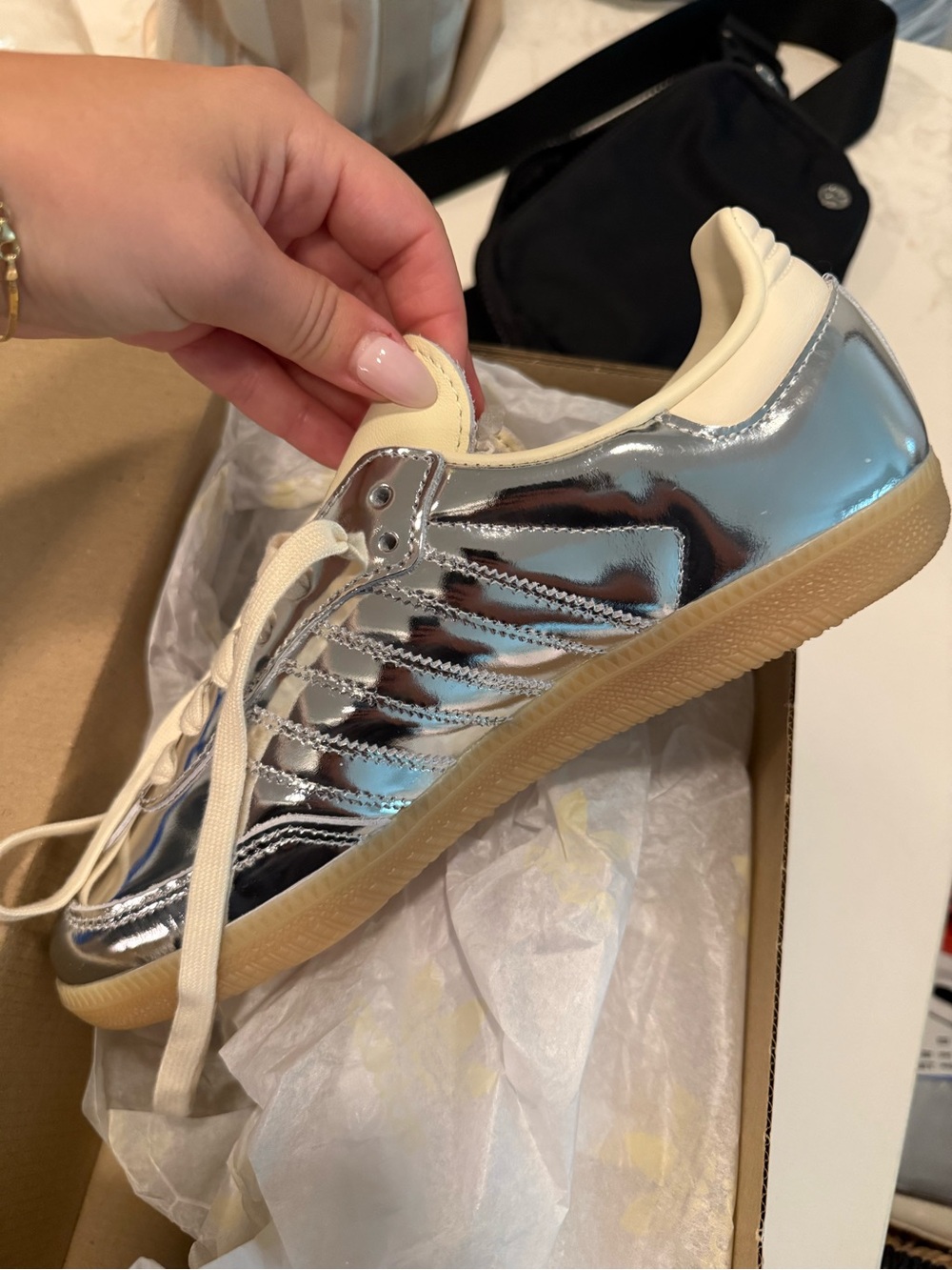 Adidas Samba Metallic Silver Sneakers - Picture 5 of 8